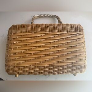 70s Vintage Rattan Basket Weaved Purse Basket MCM Hong Kong